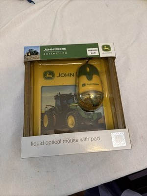 John Deere Tractor Wireless Optical Liquid Mouse with Pad USB Dongle Mouse Pad
