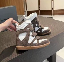 Isabel Marant Inspired High Quality Wedge Brown and White Leather/Suede Sneakers