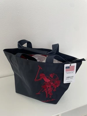 U.S. Polo Ralph Lauren Shopper dunkelblau mit bordeaux Stickerei 50x29x18 cm NEU - Bild 1 von 4