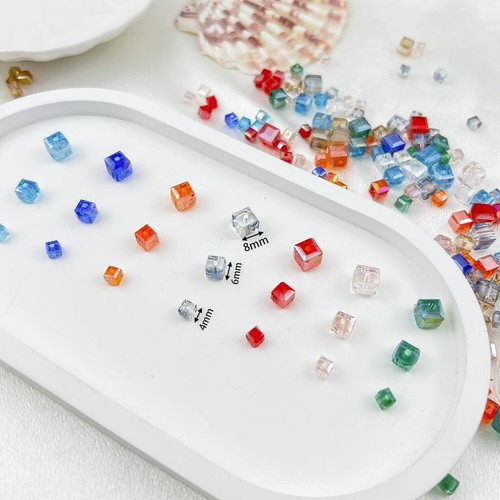 200Pcs 4MM Glass Cube Crystal Beads Cube Beads Square Faceted Glass Beads wit... - Picture 6 of 7