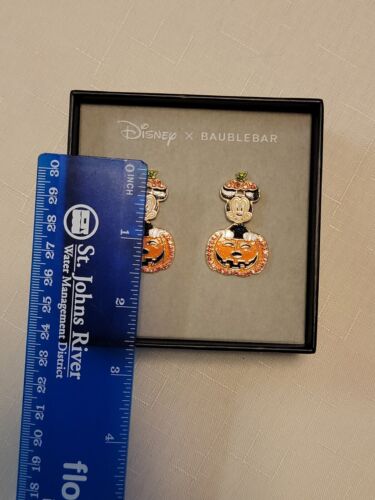 Disney X Baublebar Mickey Mouse Pumpkin Halloween Dangle Post Earring New In Box - Picture 3 of 5