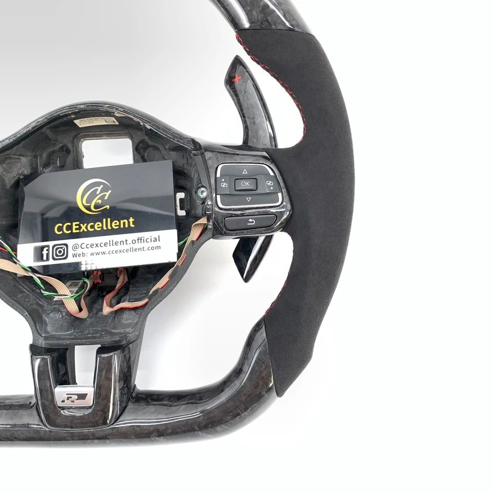 Volante de fibra de carbono apto para Volkswagen MK6 Golf 6 R GTI Jetta 2008-2014 Foto 4 de 4