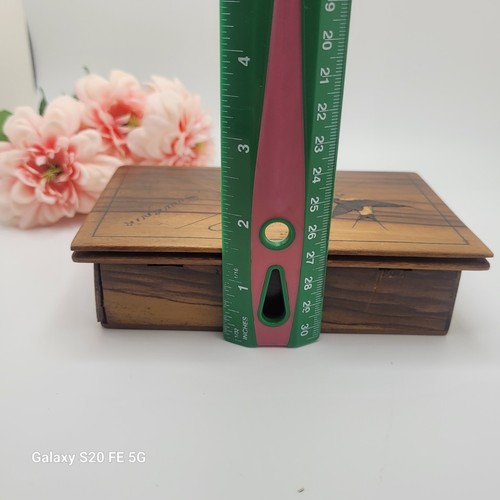 Vintage Sorrento Ware Box Small Wooden Marquetry Swallow Hairpins Trinket Hinged - Picture 14 of 14