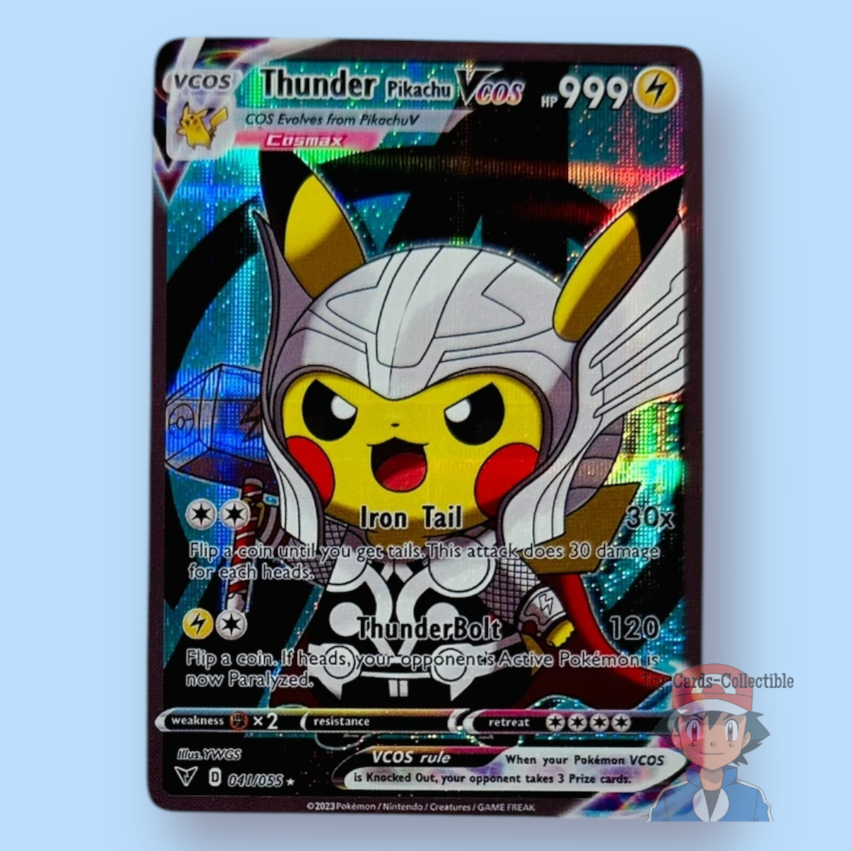Pikachu Marvel Thor Cosplay Cute Doujin ACG HOLO Card - Near Mint C. Pikachu Marvel Thor Cosplay Cute Doujin ACG HOLO Card - Near Mint C.