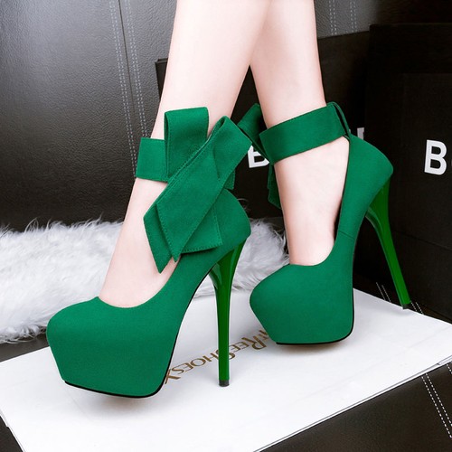 Sexy Mujer Tobillo Bowknot Correa Party Plataforma Tacones altos Stiletto Pumps Zapatos - Imagen 3 de 14
