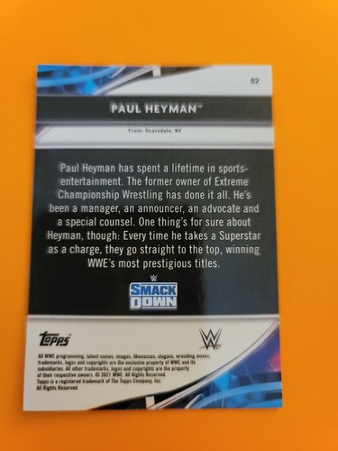 Paul Heyman Base 2021 WWE Topps Finest Card - Picture 2 of 2