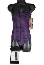 Shirley of Hollywood Size Small - Sexy Strapless Bustier Basques Corset & Thong