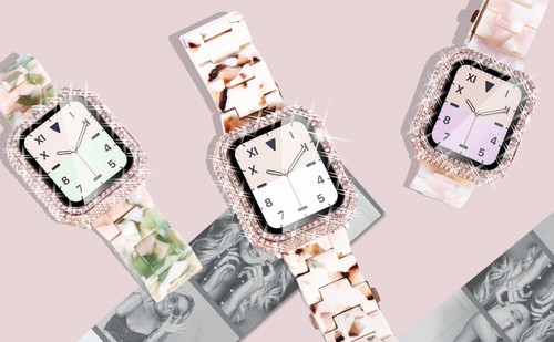 Luxus Resin iWatch Damen Armband+Schutzhülle Für iWatch Series 9 8 7 6 5 4 3 SE - Picture 10 of 14