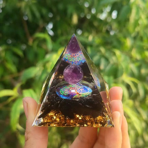 1 PC Pyramid Ball Quartz Crystal Dropper Resin Decoration Natural Orgonite - Picture 16 of 54
