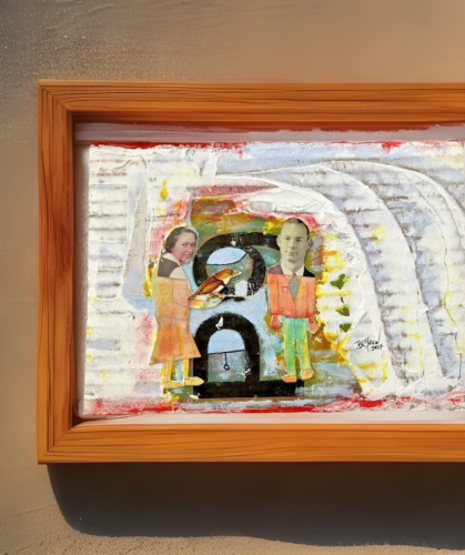 Apt. P9- Original Collage on Cardboard Surrealism Contemporary Art 5" x 7" - Picture 4 of 5