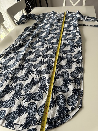 Boden Women White Navy Pineapple Printed Linen Long Dress Size 10(L) - Picture 13 of 13