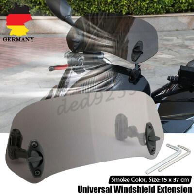 Einstellbar Motorrad Windschutzscheibe Clipon Extension Spoiler Windschild Rauch