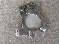 ASHLEIGH MANOR Pewter BEAR PICTURE FRAME   1.5" x1.5" Under Glass