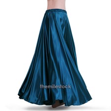 TMS Blaugrüner Satin-Vollkreisrock für Bauchtanz, Tribal, Jupe, Rock,...