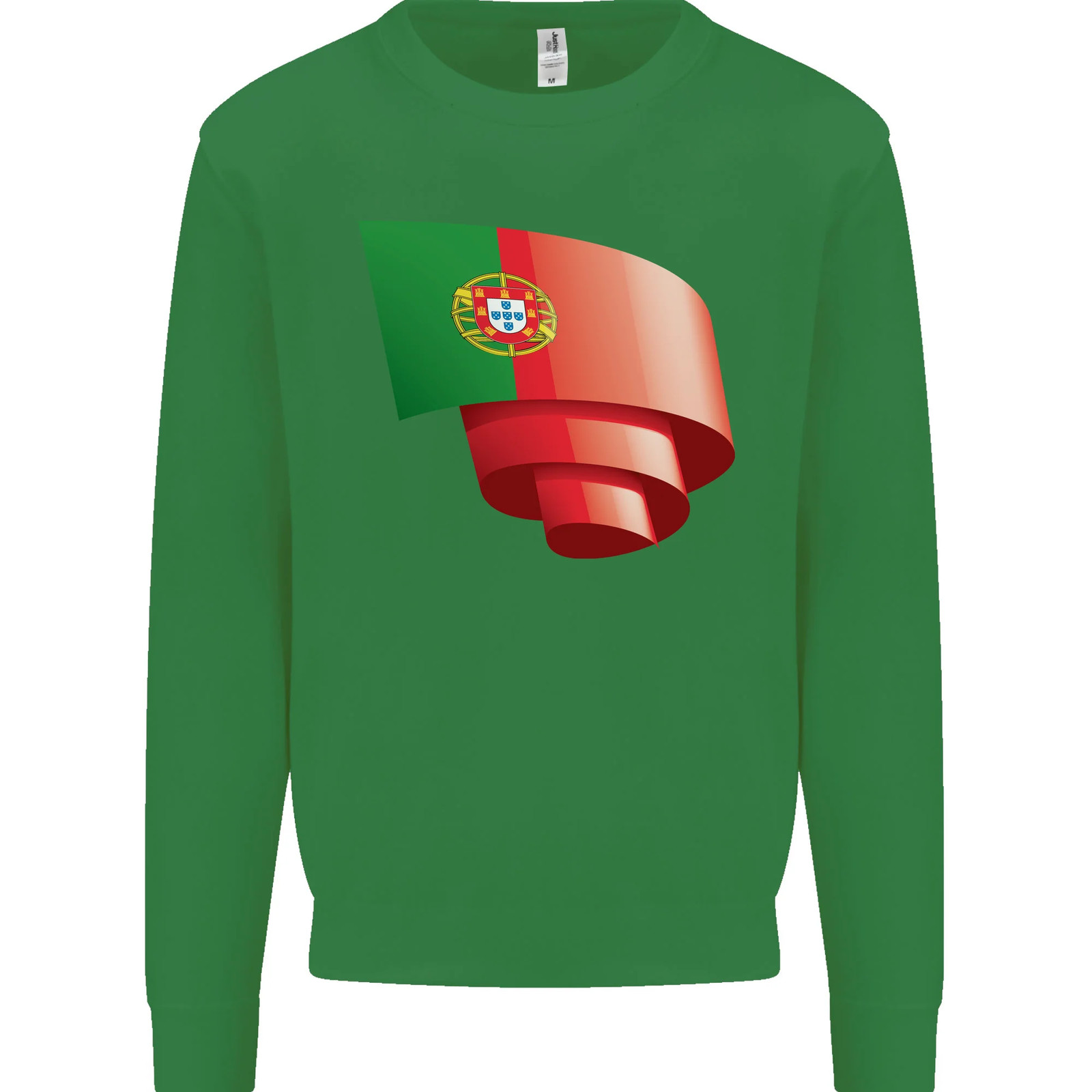 Curled Portugal Flag Portugese Day Football Kids Sweatshirt Jumper image 9