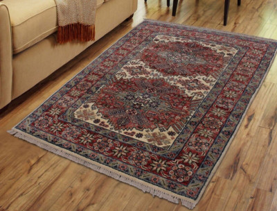 Red Hand Knotted Wool & Silk Traditional Area Rug Parisian Living Bedroom Carpet
