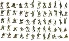 VINTAGE 1960's LOT 0f 60 AMERICAN  BRITISH WWII TOY SOLDIERS 2" MIX SOME MARX
