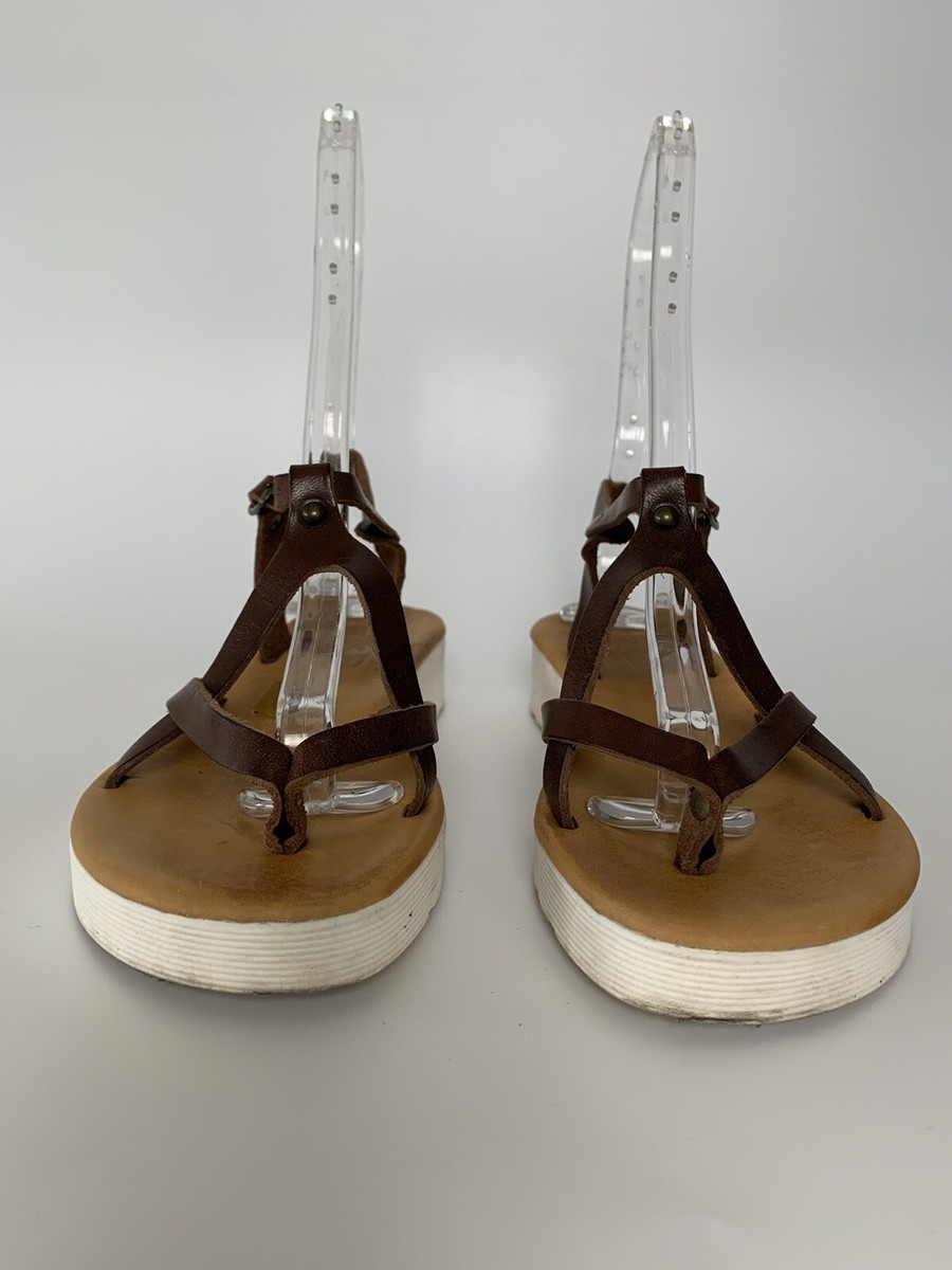 B&B Greek Sandals Brown Leather Boho Rare Size 6 | eBay display picture 2