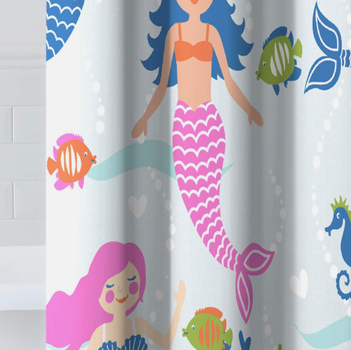 Dream Factory Kids Mermaid Fabric Shower Curtain 72in x 72in - Picture 6 of 10