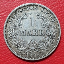 1 Mark Piece 1896 E German Reich Imperial Eagle Old Empire Silver Coin
