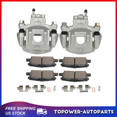 Rear Brake Calipers w/Brackets & Ceramic Pads For 04-07 Toyota Highlander
