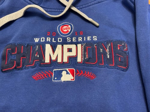 Felpa con cappuccio Chicago Cubs 2016 World Series Champions Antigua blu ricamata vittoria - Foto 4 di 4