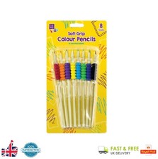 8 x Soft Grip Colouring Pencils Kids Gift Toy Art Craft Paint Colour Pencil GEM