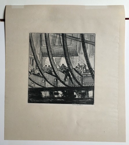 Carl Walter (1883-1955) original Lithograph signed "Boring the plate" no pottery - Picture 3 of 4