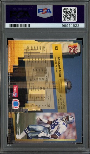1993 Wild Card 1000 Stripe #83 Michael Irvin Cowboys HOF PSA 8 NM-MT - Picture 2 of 2