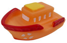 Boat Rubber Bath Tub Squirt Toy Floating Mini Ship Floats Upright Squeeze Red 2+