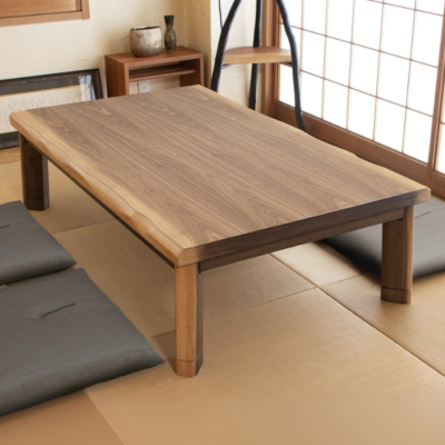 Japanese Modern Heated Kotatsu Table - Live Edge Walnut