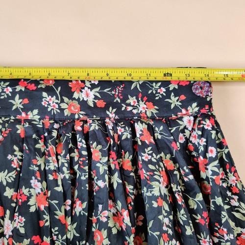 Vintage Black Floral Maxi Skirt Size 14 High Waist Pleated Indian Luxury Fashion - Picture 3 of 5