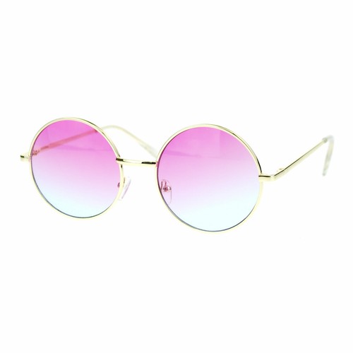 Sonnenbrille 2 farbige Gläser Retro Vintage Stil rund Kreis Hippie groovy - Bild 11 von 20
