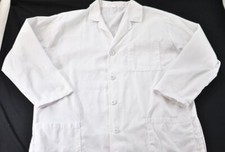 unisex Talvania white lab coat size large pockets  big button cotton/polyester