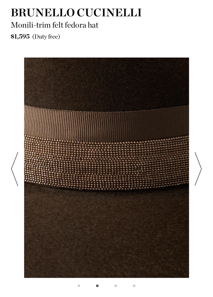 Brunello Cucinelli Monili-trim felt fedora hat $1,595 Retail New Medium - Image 3 of 4