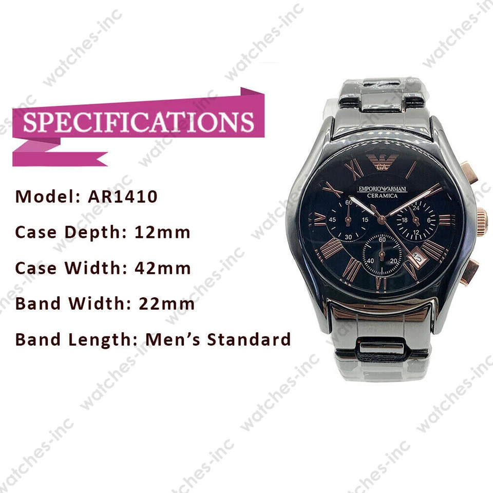 Emporio Armani AR1410 Herrenuhr Schwarzem Roségold aus Keramik Chronographenuhr - Bild 2 von 4