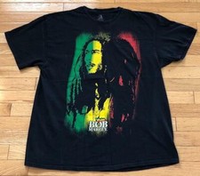 Bob Marley Tri-Color Portrait Zion Rootswear Black Graphic T-Shirt Size XL