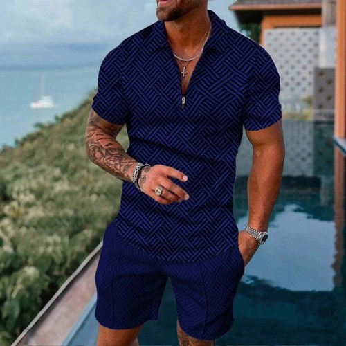 Mens 2-Piece Set Sweatsuit Short Sleeve T Shirts & Shorts Set Summer-Outfit USA - Picture 10 of 41