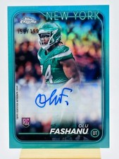 2024 Topps Chrome Football Olu Fashanu Aqua Refractor Auto Rookie /199 #RA-OFA 