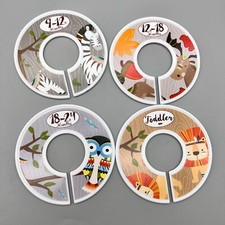 4 PC 9mo-Toddler Baby Closet Size Dividers Round Organizer Clothing Rack Animals