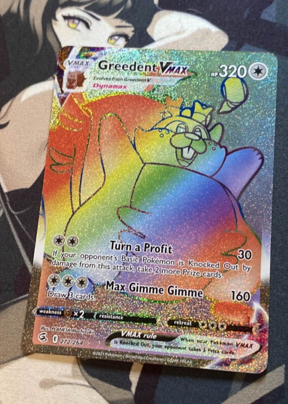 Holo Greedent VMAX  272/264  Secret Rare Fusion Strike Pokemon TCG Near Mint