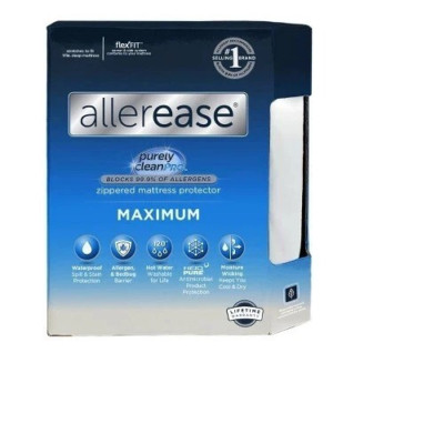 AllerEase Full Maximum Bed Bug and Allergy Mattress Protector White Queen Size