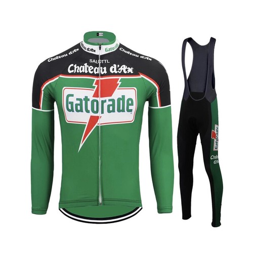 Thermal Fleece Gatorade Cycling Long Sleeve Jersey And Cycling Bib Pants Tops - Picture 9 of 9