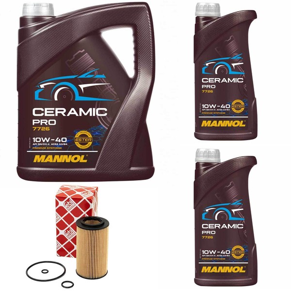 MotoröL Set Mannol 10W-40 Ceramic Pro 7 Liter + ÖLfilter FüR Mercedes C-Klasse-image