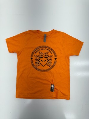 Next Level Apparel Boys Orange Camp Half Blood Graphic Print Tee Size Medium