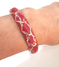 Gold tone Hinged Bangle Bracelet 