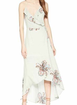 $247 Lucy Love Women's Green Alter Your Mood Sleeveless Maxi Wrap Dress Size S