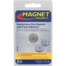 5 Pieces of Neodymium Magnets Disc Magnets with Adhesive, Silver