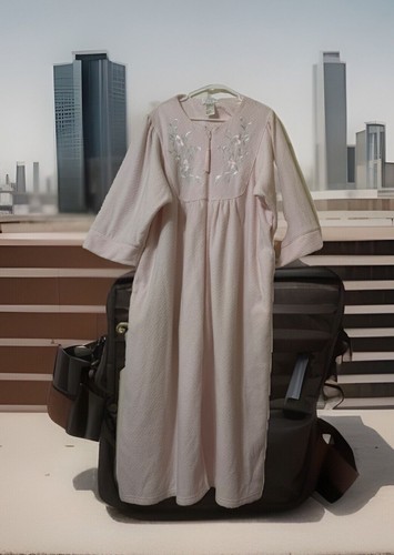 VTG Collette By Miss Elaine Fleece House Coat Robe Nightgown Dress zipfront 2x