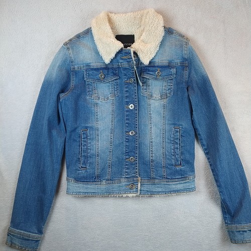 NEU Maurices Jeansjacke Damen Medium Sherpa Fleece Kragen Trucker Biker